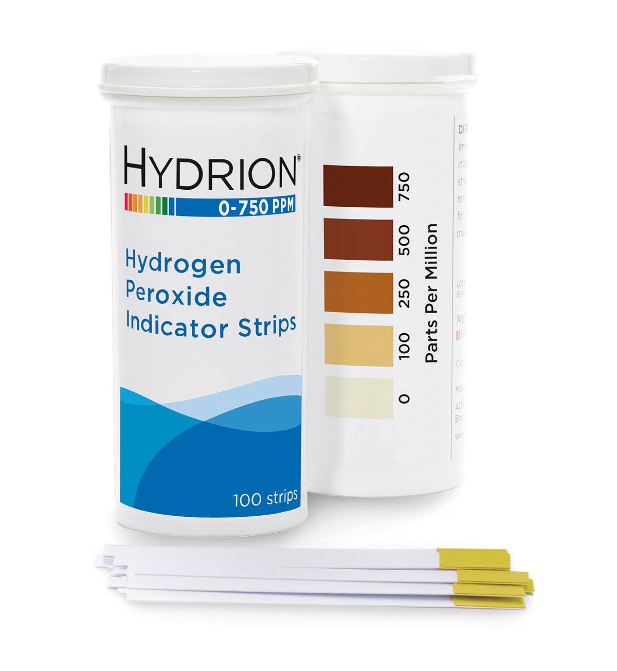 HYDRION  Hydrogen Peroxide (0-750 PPM), HP750, 100strips/vial